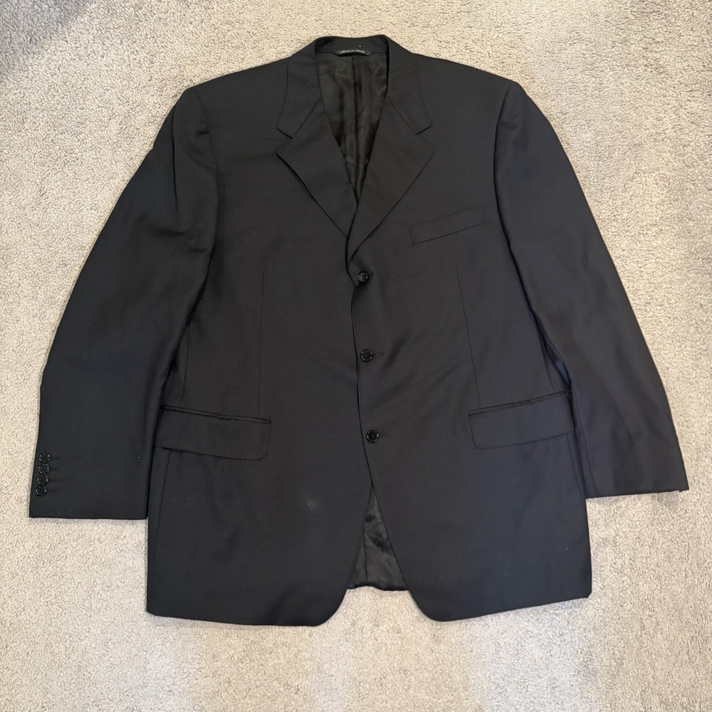 Canali Italy 100% Wool‎ 3-Button Suit Jacket Blazer Black 46R 13320/32 Mens READ